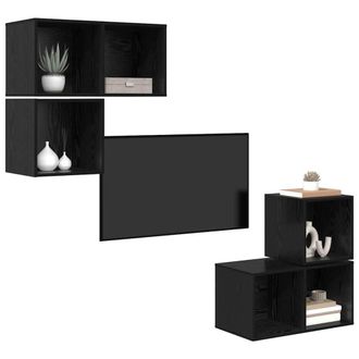 Berkfield Home TV Cabinet Set 4 pcs Black oak 37 x 37 x 72 cm Engineered wood