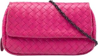 Bottega Veneta Pre-owned Woven Leather Crossbody Bag - Dames - Vintage Schoudertas - Roze - ONE Size - Leer - Vintage