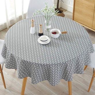 OEM Mantel Redondo A Rayas Con Estampado Floral, Lavable, Fiestas, Reuniones Familiares Y Picnics. 1 Unidad (flores Grises, 150 Cm)