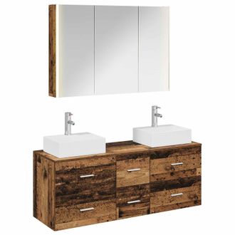 vidaXL Juego De Muebles De Ba&ntilde;o 4 Uds. Madera Envejecida Vidaxl