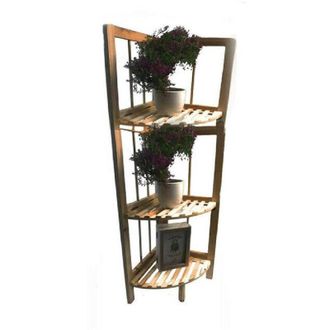 Trade Shop Trade Shop Traesio - Scaffale Angolare 3 Ripiani Legno x Decoupage Mensola Richiudibile Porta Piante