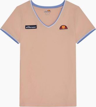 Ellesse Womens V-Neck Short Sleeve Jersey T-Shirt - Orange - Size: 12