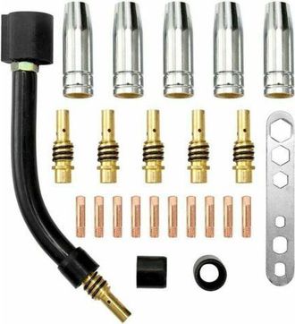OEM 24 Piezas Set Consumibles Para Antorcha 15ak Electrodo, Copa De Protecci&oacute;n, Enlace, Boquillas, Cuello De Ganso Curvo Para M&aacute;quina De Soldadura Mig Ree