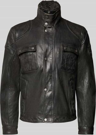 Gipsy Gipsy Lederjacke mit Stehkragen Modell GARRECK in Black, Größe XXXL