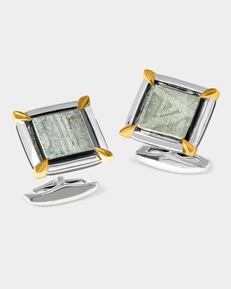 Tateossian Mens Two-Tone Seymchan Pallasite Meteorite Cufflinks