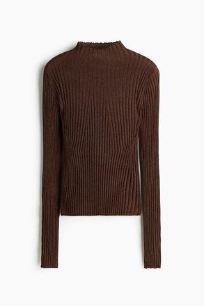 H&M Glittery Turtleneck Top in Dark Brown at Nordstrom, Size X-Small