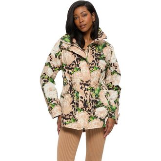 Gorski Lightweight Floral Printed Jacket With Concealed Hood in Beige Floral Lprd/beige at Nordstrom, Size X-Large