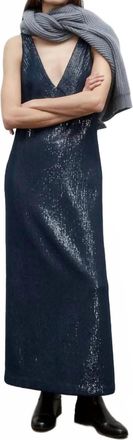 TWP Deep V Maxi Dress In Dark Navy