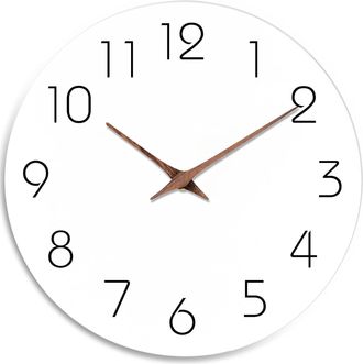 OEM Reloj De Pared De Madera Silencioso, Sin Tictac, Funciona Con Pilas - Reloj De Pared De Madera Blanco, Moderno, Sencillo, Minimalista Para Cocina, Hog