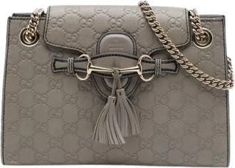 Gucci Pre-owned Leather gucci-bags - Dames - Vintage Schoudertas - Grijs - ONE Size - Vintage
