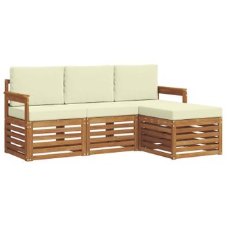 vidaXL Conjunto De Sof&aacute;s De Exterior Con Coj&iacute;n 4 Pcs Natural Y Crema Vidaxl