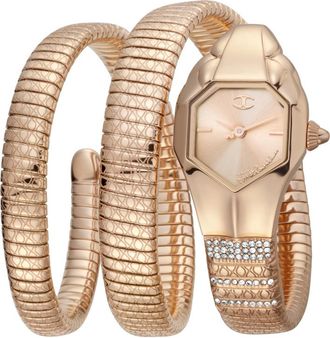 Just Cavalli Glam Snake White Dial Ladies Watch JC1L112M0035