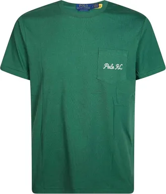 Polo Ralph Lauren Tops, Heren, Groen, S, Katoen, Custom Slit Fit Bear T-Shirt
