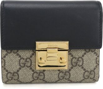 Gucci Padlock Beige Gg Supreme Wallet (Tri-Fold) (Pre-Owned)