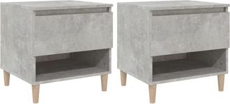 vidaXL Vidaxl - Mesitas de noche 2 uds contrachapada gris hormigón 50x46x50 cm