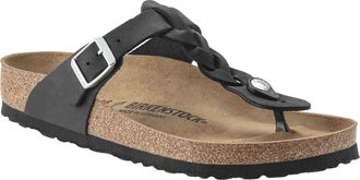 Birkenstock Gizeh Braided Oiled Leather Sandals in Black Women