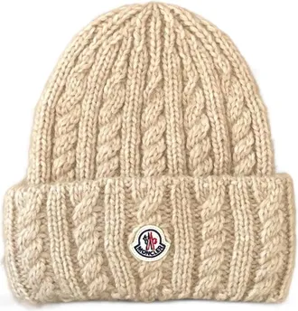 Moncler Cable Knit Wool Blend Beanie