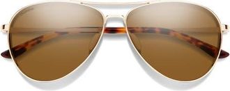 Smith Langley II 61mm ChromaPop Polarized Aviator Sunglasses in Gold /Brown at Nordstrom