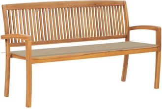 vidaXL Vidaxl - Banco De Jard&iacute;n Apilable Con Coj&iacute;n Madera Maciza Teca 159 Cm
