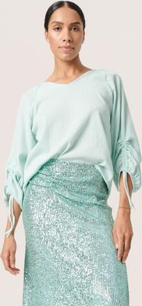 Soaked In Luxury Catharina V-Neck Casual Fit Blouse in Surf Spray at Nordstrom, Size X-Small