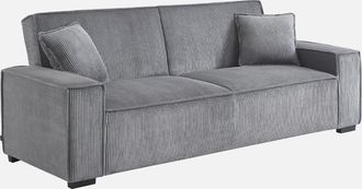 Sweeek Sweeek - Sof&aacute; Cama De Pana De 3 Plazas, Feel, Gris Claro, 231x96.5x80 Cm