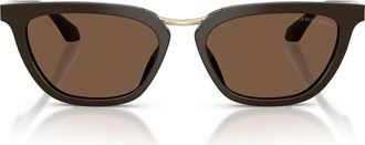 Armani 54mm Butterfly Sunglasses in Brown /Brown at Nordstrom