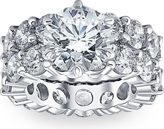 Pompeii3 9 1/2Ct TW Diamond Eternity Engagement Wedding Ring Set 14k White Gold Lab Grown