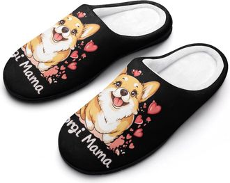 Generic Corgi Mama Mom Womens Slippers Warm House Slippers Indoor House Shoes with Anti-Skid Rubber Sole