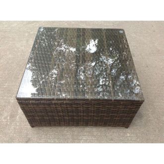 Fimous Fimous - Square Rattan Coffee Tea Side Table Indoor Outdoor Use Garden Furniture Accessory Patio Dark Brown Mixed