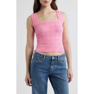 Free People Love Letter Floral Knit Camisole in Pink Flame at Nordstrom, Size X-Small