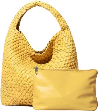 Generic Dyalsa Women Woven Handbag Soft Vegan Leather Shoulder Bag Summer Handmade Hobo Bag Clutch Bag Set for Work Travel AL-010YL
