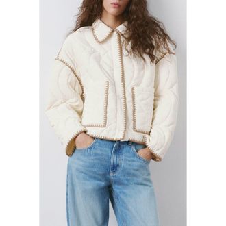 Mango Quilted Jacket in Ecru at Nordstrom, Size Xx-Small