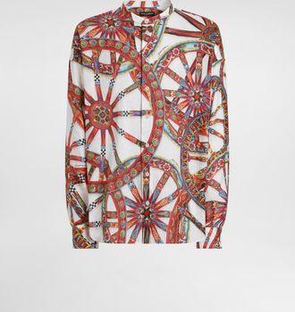 Dolce & Gabbana Carretto-print Linen Shirt - Man Shirts Multicolor 37