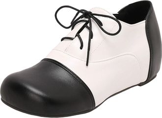 Generic White Ladies Lace Up Flat Shoes Round Toe Color Block Design Comfortable Casual Fashion Versatile Wear for Daily Use