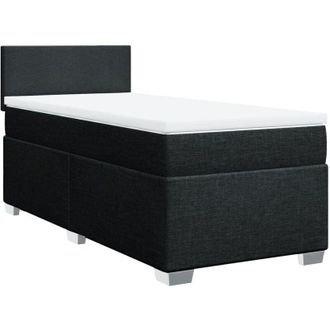 vidaXL Cama Box Spring Con Colch&oacute;n Tela Negro 100x200 Cm Vidaxl