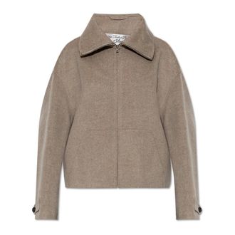 Acne Studios Light Jackets, female, Gray, Size: M Wool Zip Jacket