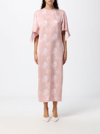 Stella McCartney Graphic Print Satin Midi Sheath Dress with Crew Neck