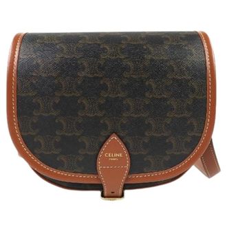 Celine Pre-owned Folco Triomphe canvas schoudertas - Dames - Pre-owned - Bruin - Maat: ONE Size