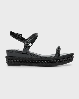 Christian Louboutin 60mm Pyraclou Patent Spike Wedge Sandals