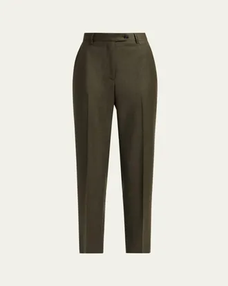 Kiton Shimmer Wool-Blend Straight Trousers