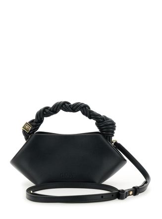 Ganni Womens Handbag Bou Bag Mini Black Leather Recycled Handbags Hand