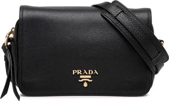 Prada Borsa a tracolla Vitello Phenix con battente 2010-2025 - Nero