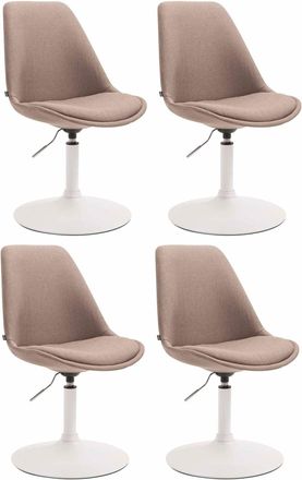 Clp Clp - Set De 4 Sillas De Comedor Maverick En Tela Gris Topo Blanco