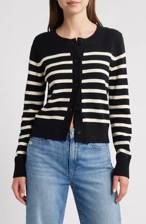 Rails Norah Cotton & Cashmere Blend Cardigan in Black Ivory Stripe at Nordstrom Rack, Size X-Small