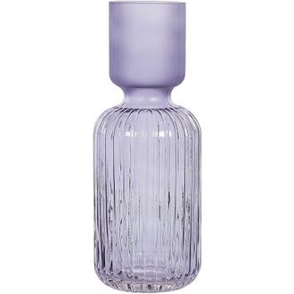 Beliani Florero De Vidrio Violeta 31 Cm Sobremesa Retro Sala De Estar Dormitorio Tragana