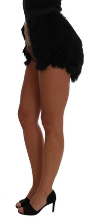 Dolce & Gabbana Womens Black Mink Nutria Fur Mini Hot Pants