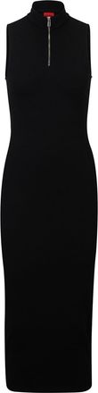 HUGO BOSS Hugo Womens Nerie High Neck Midi Bodycon Dress in Black - Size 14 UK