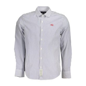 La Martina Blauw Gestreept Overhemd met Lange Mouwen - Heren - Casual Overhemden - Blauw - L - Katoen - Overhemden