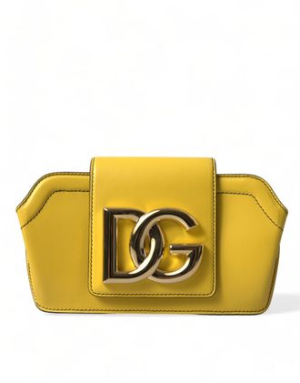 Dolce & Gabbana Gele Gladde Leren DG Logo Clutch Schoudertas