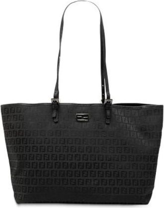 Fendi Pre-owned Tote Bags, female, Black, Size: ONE SIZE Pre-owned Vintage Canvas Tote